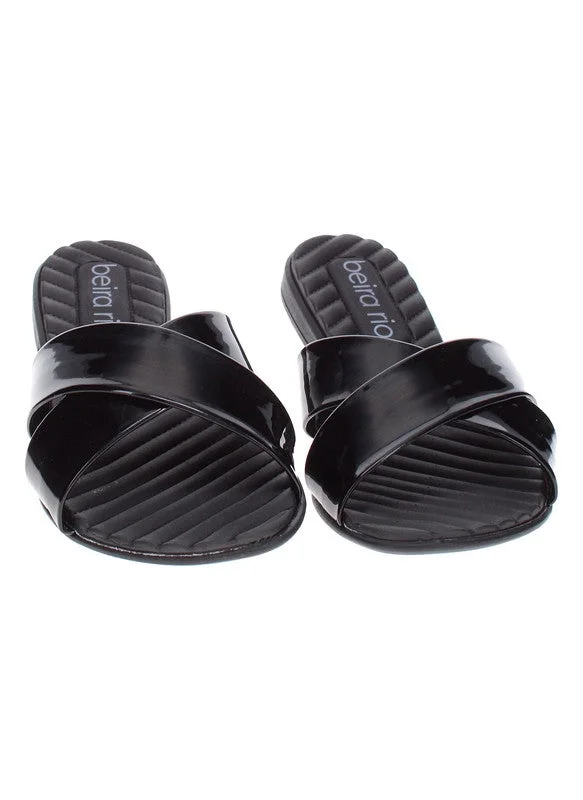 Beira Rio  Beira Rio Ladies Flat Sandals Black | Made In Brazil for Women | Best Price UAE